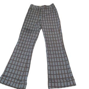 Vintage pants wide leg plaid checkered 70's style wide leg brown/yellow 30X34